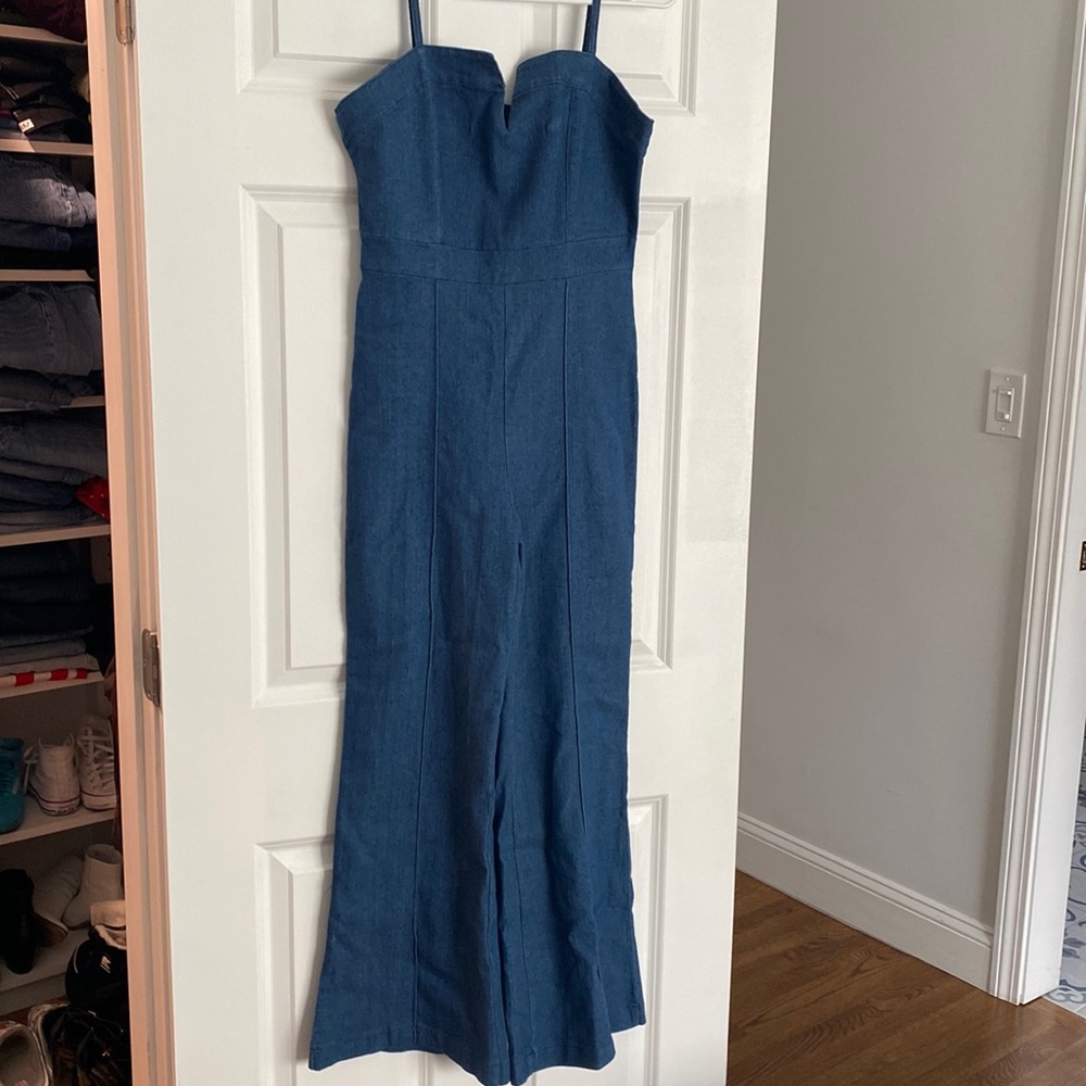 Stretch denim jumpsuit